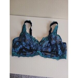 Lunaire Black Sheer Mesh Underwire Bra Sz 34DD